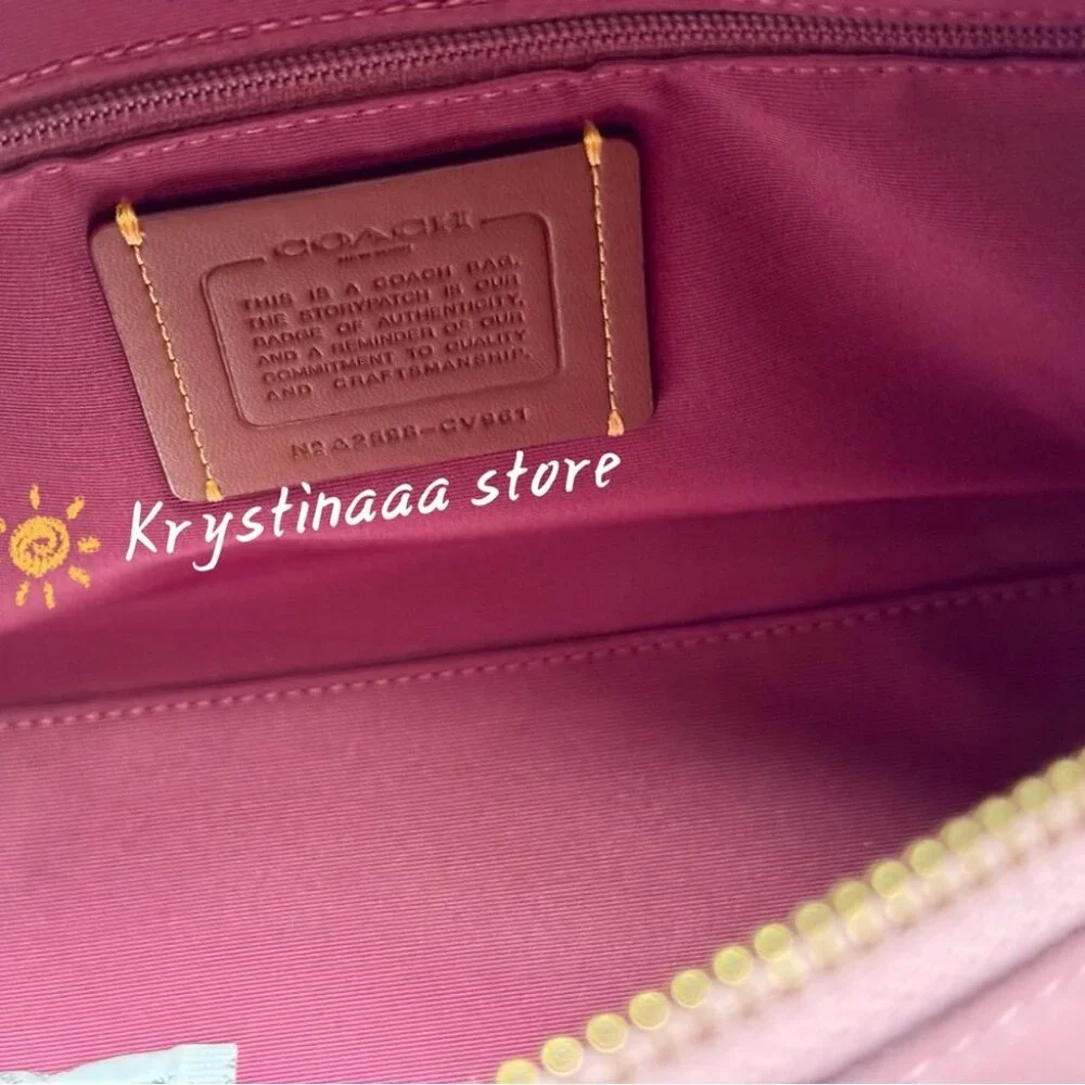 Coach Rowan Satchel Bag In Signature Canvas Powder/Pink - Picture 7 of 12